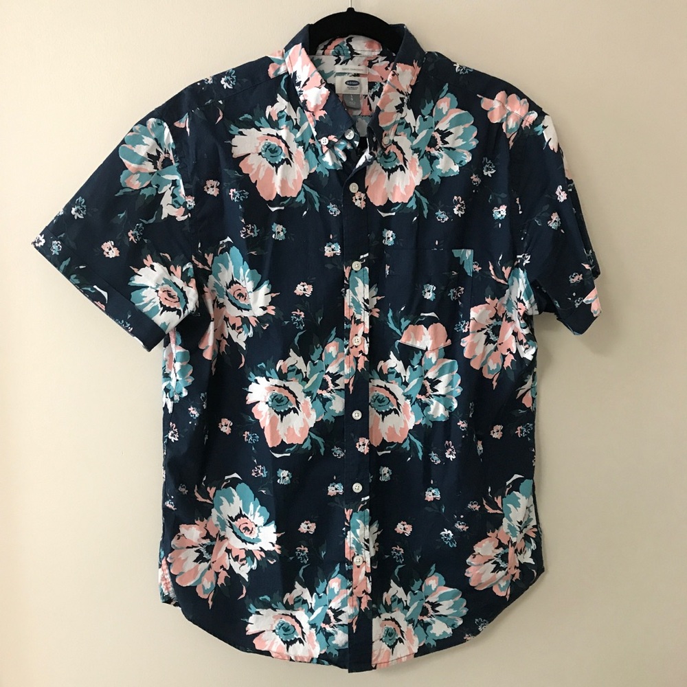 Men's Short-Sleeve  Floral Button Up